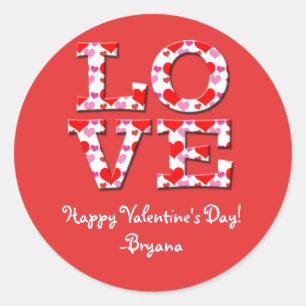 Autocollant de la Saint-Valentin Typographie Cœur