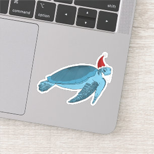 Autocollant de la tortue de mer de Noël