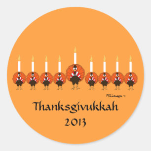 Autocollant de la Turquie Menorah Thanksgivukkah
