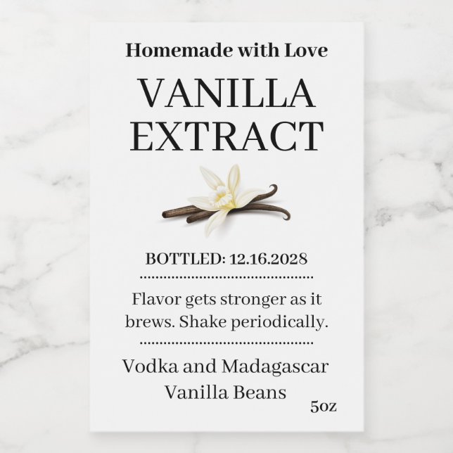 Autocollant de label moderne pour extrait de vanil (Étiquettes simples)