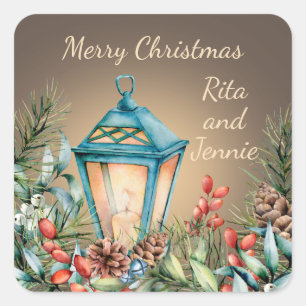 Autocollant de lanterne de Noël Vintage