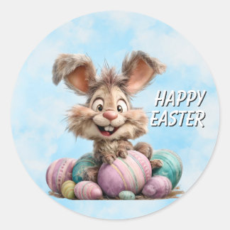 Autocollant de lapin de Pâques joyeux