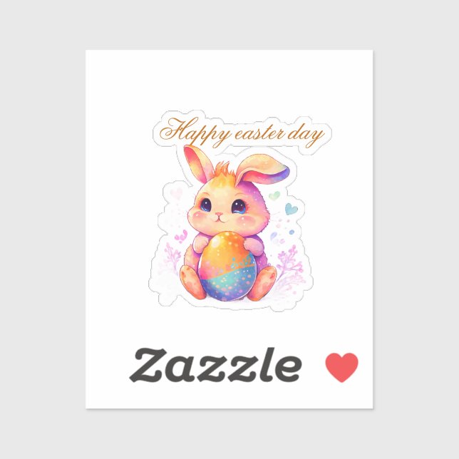 Autocollant de lapin de Pâques mignon – Lapin past (Feuille)