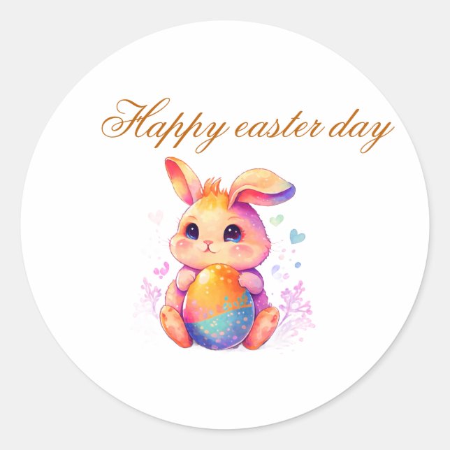 Autocollant de lapin de Pâques mignon – Lapin past (Devant)