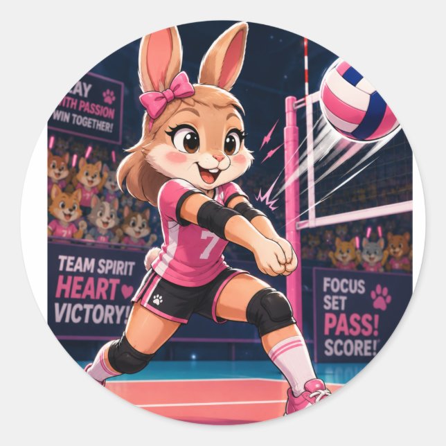 AUTOCOLLANT DE LAPIN DE VOLLEY-BALL MIGNON (Devant)