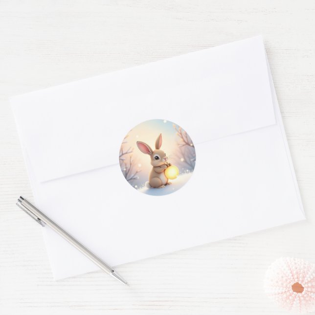 Autocollant de lapin mignon d'hiver (Enveloppe)