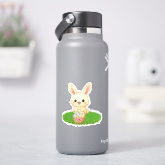 Autocollant de lapin mignon Kawaii avec œufs de Pâ