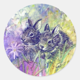 Autocollant de lapins de pré