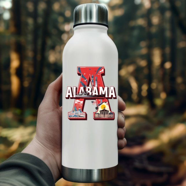 Autocollant de l'État de l'Alabama | Design de mon (Alabama State Sticker | Landmarks & History Design by PiggyPrint Stickers. )