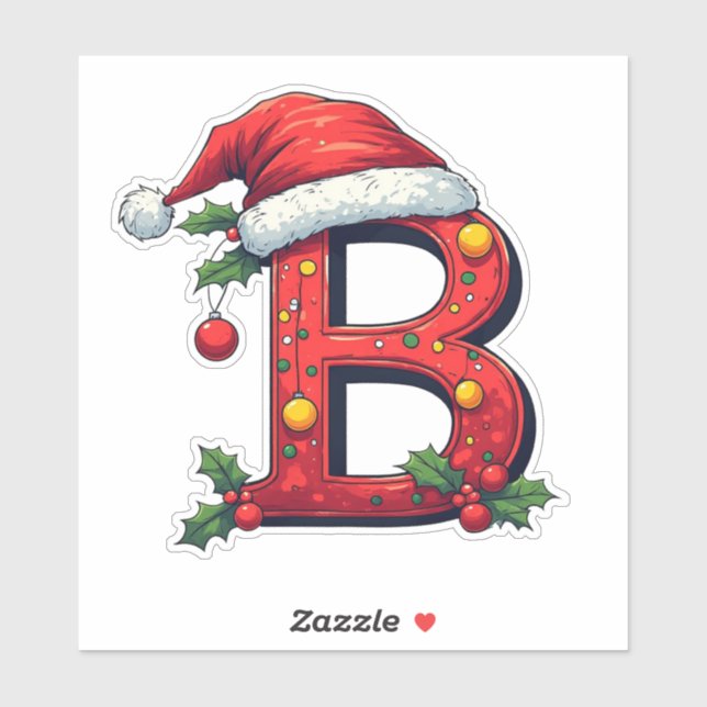 🎄 Autocollant de lettre B de Noël pour étiquettes (Feuille)