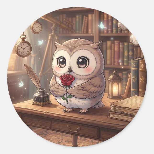 Autocollant de lettre d'amour de chouette mignonne (Devant)
