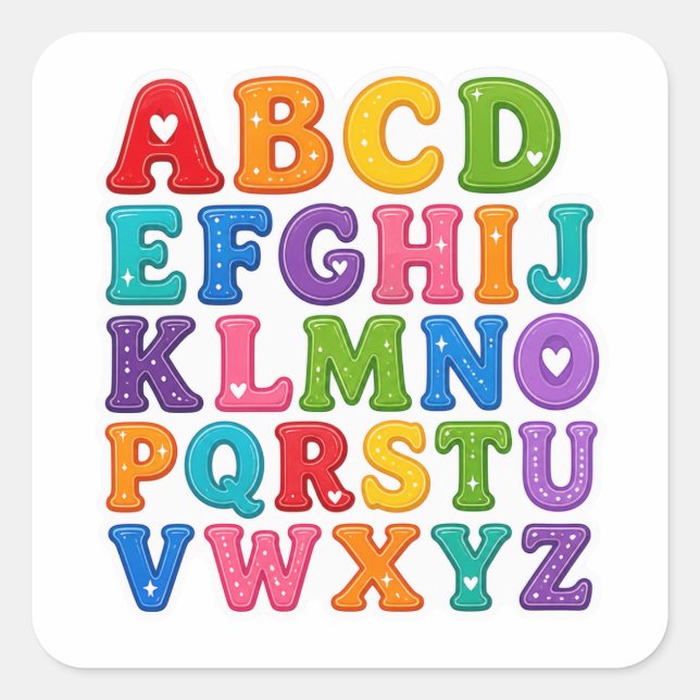 Autocollant de lettres d'alphabet ABCD coloré (Devant)