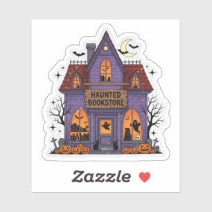 Autocollant de librairie hantée - Joli Halloween É