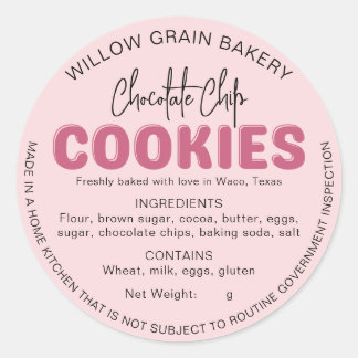 Autocollant de liste d'ingrédients de cookie de co