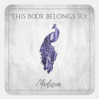 Autocollant de livre Peacock Purple Elegant