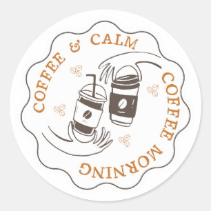 Autocollant de logo de Café & Calm Morning Cafe