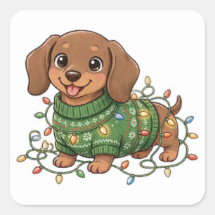 Autocollant de lumières de pull de Noël de chiot t