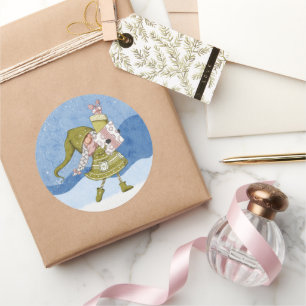 Autocollant de lutin de Noël avec cadeaux