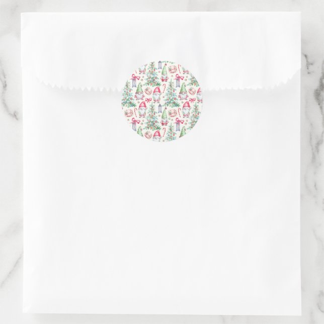 Autocollant de lutins de Noël à l'aquarelle pour f (Sac)