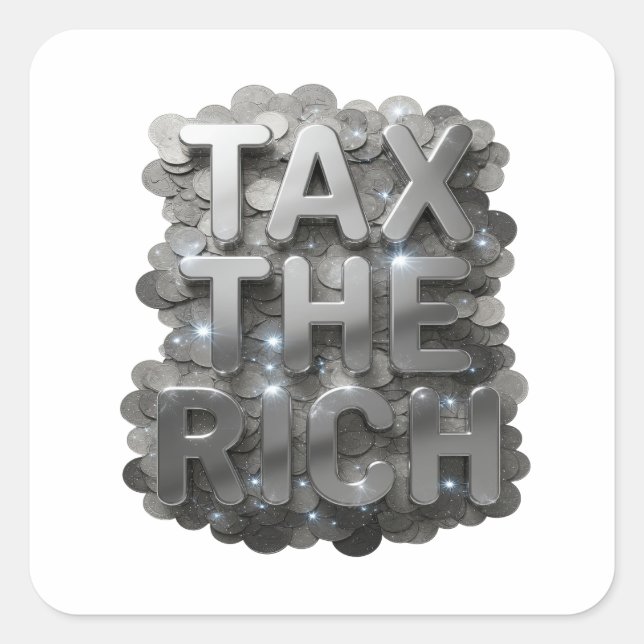 Autocollant de luxe argenté TAXEZ LES RICHES (Devant)