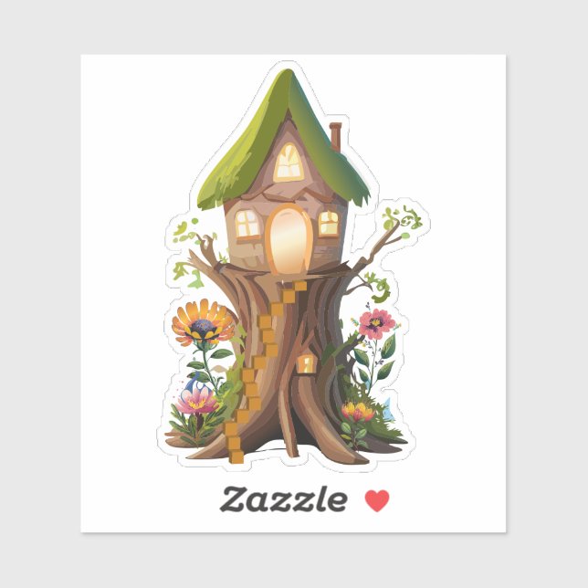 Autocollant de maison de gnome de forêt naturelle  (Feuille)