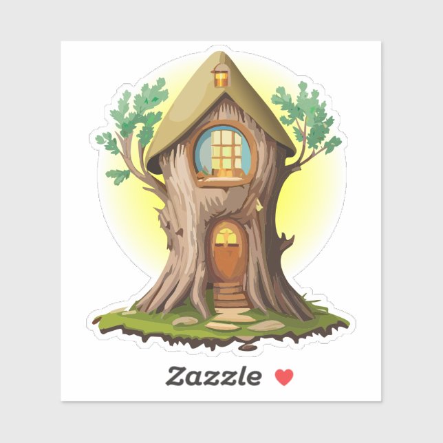 Autocollant de maison de gnome de forêt naturelle  (Feuille)