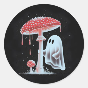 Autocollant de maison hantée mignonne avec champig