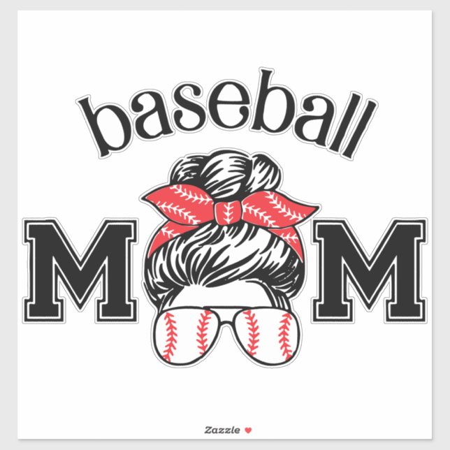 Autocollant de maman de baseball – Lunettes de bas (Feuille)