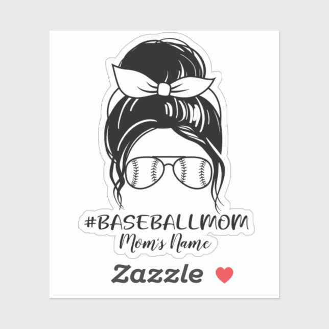 Autocollant de maman de baseball personnalisé (Feuille)