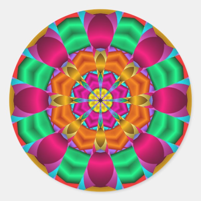 Autocollant de Mandala décoratif Coeur de fleurs (Devant)