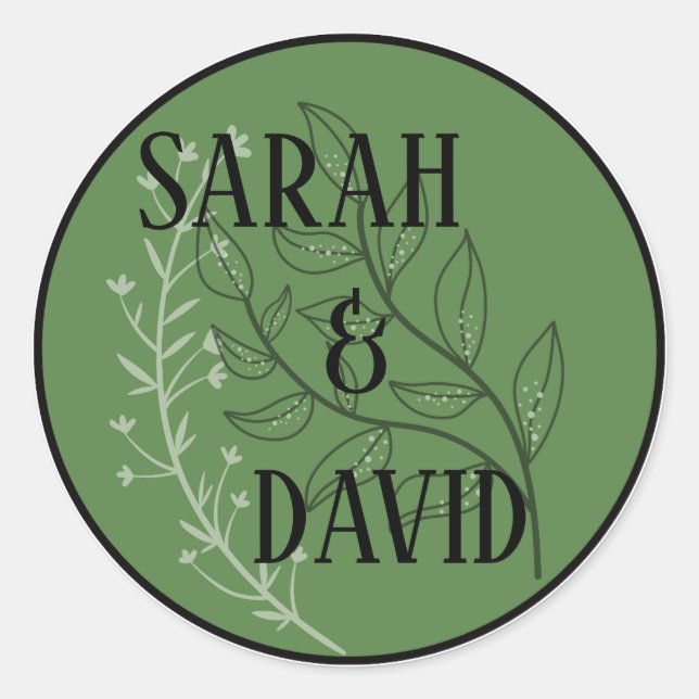 Autocollant de mariage à arche de vert sauge (Devant)