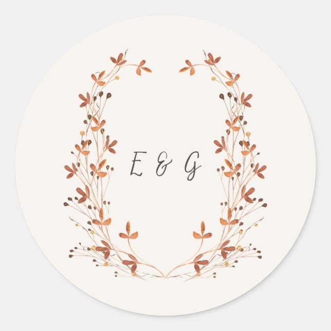 Autocollant de mariage à monogramme avec couronne  (Devant)