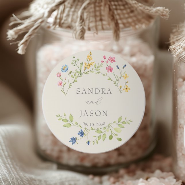 Autocollant de mariage à monogramme floral  (Créateur téléchargé)