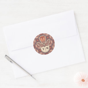 Autocollant de mariage à monogramme rétro Art nouv