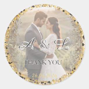 Autocollant de mariage à paillettes dorées A&L