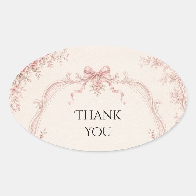 Autocollant de mariage à ruban rose toile français (Devant)