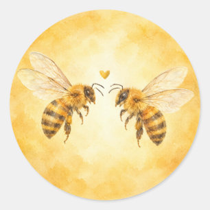 Autocollant de mariage Abeilles à l'aquarelle Prév