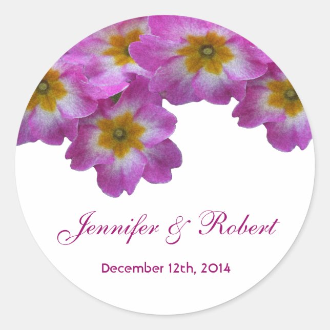 Autocollant de mariage aux jolies fleurs violettes (Devant)