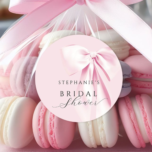 Autocollant de mariage avec nœud rose (Créateur téléchargé)