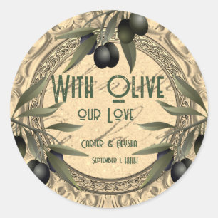 Autocollant de mariage avec Olive notre amour