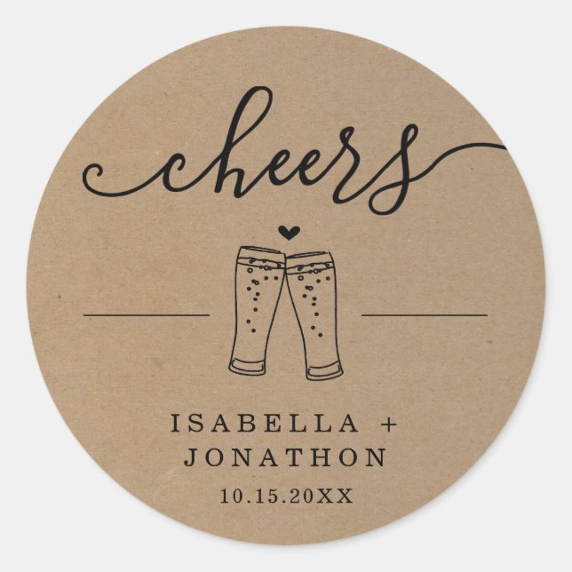 Autocollant de mariage bière Cheers (Devant)