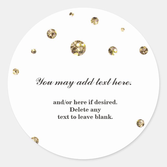 Autocollant de mariage blanc à paillettes dorées (Devant)
