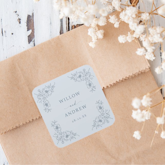 Autocollant de mariage bleu vintage (Vintage Blue Wedding Sticker
)