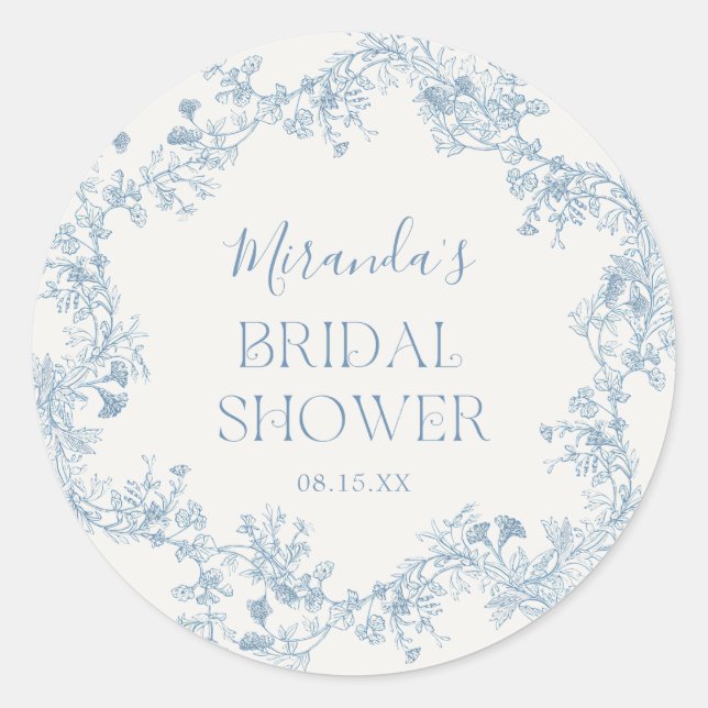 Autocollant de mariage Blue Chinoiserie (Devant)