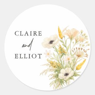 Autocollant de mariage bohème Fleur sauvage Rustiq