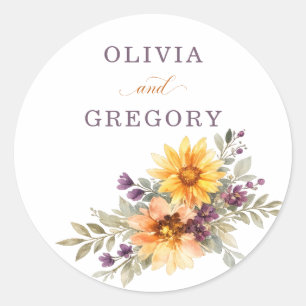 Autocollant de mariage bohème Tournesol Floral Rus