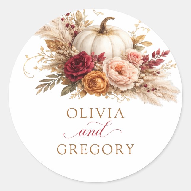 Autocollant de mariage boho Citrouille Floral Auto (Devant)