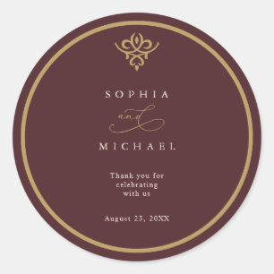 Autocollant de mariage bordeaux Old Money