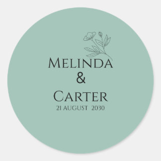 Autocollant de mariage botanique minimaliste