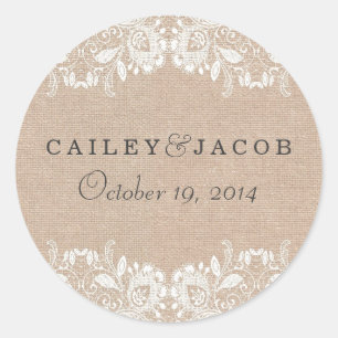 Autocollant de mariage Burlap & Lace